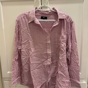 Women’s purple and white striped dress shirt